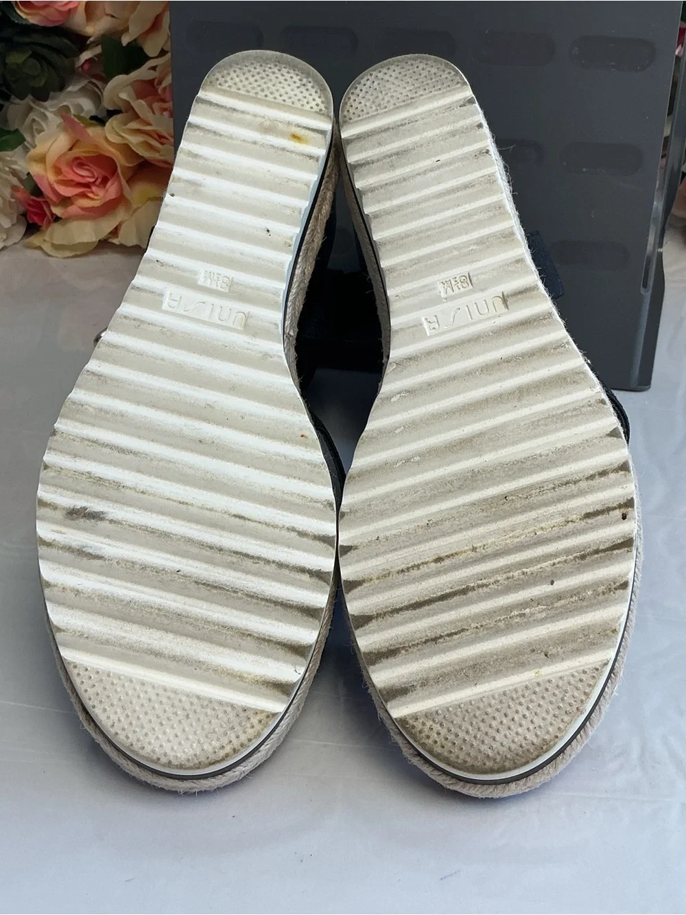 Unisa Unpaygee-J Black Espadrille Platform Wedge Sandals Size 8.5M